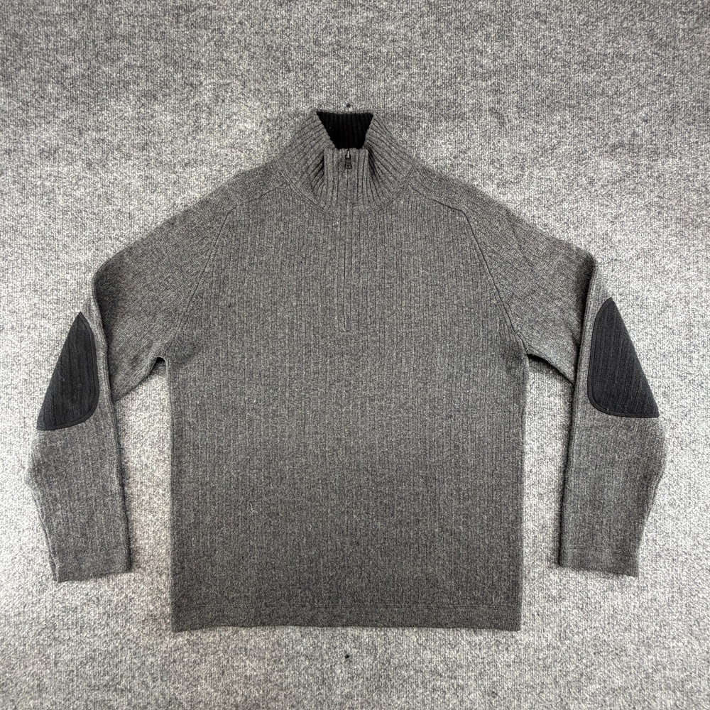 Banana Republic Sweater Mens Large Gray Cashmere 1/4 Zip Mock Neck Pullover